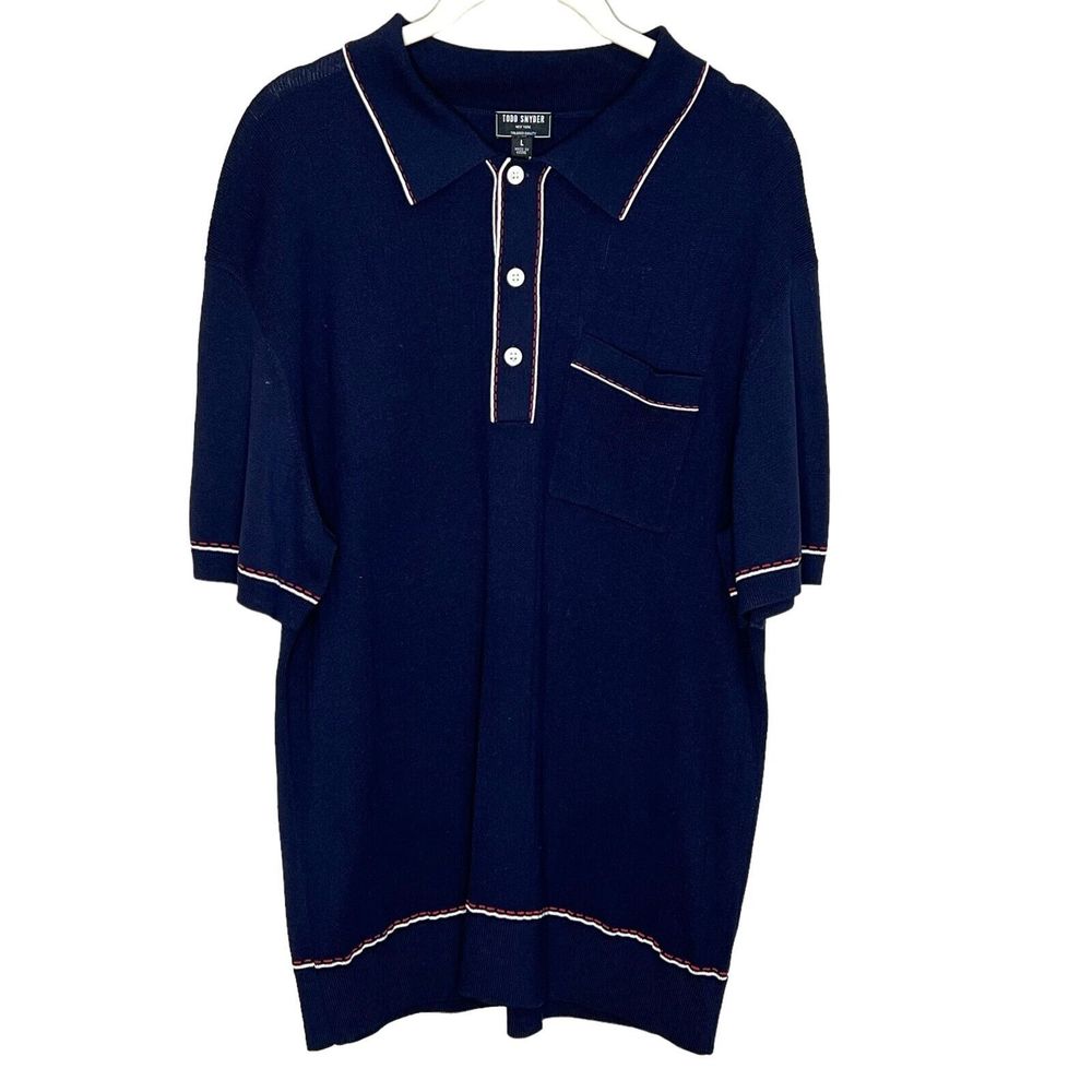 Todd Snyder Blue Polo Shirt Silk Cotton Short Sleeve Golf Size Large NEW $198